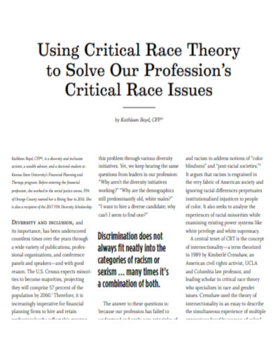Using Critical Race Theory To solve Issue