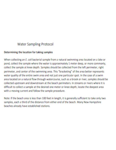 Water Sampling Protocol
