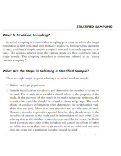 What Is Stratified Sampling
