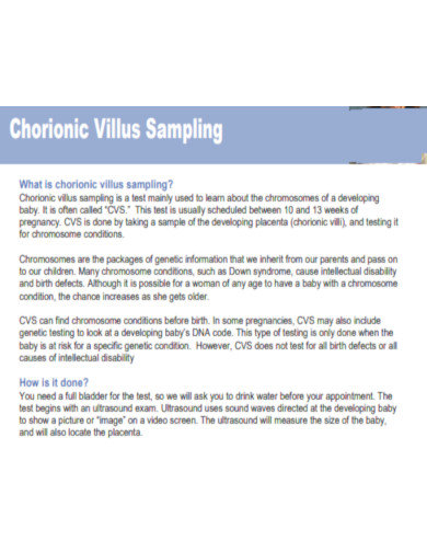 What is Chorionic Villus Sampling