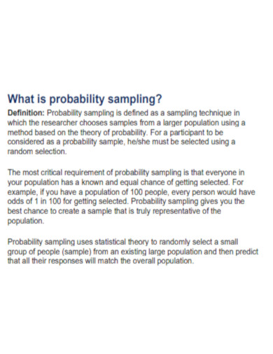 What is a Probability Sampling 