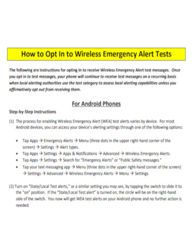 Wireless Emergency Alert Tests