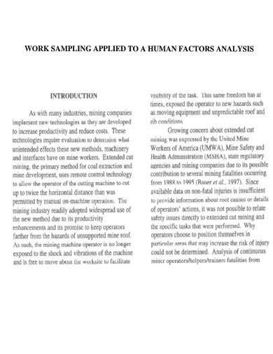 Work Sampling Human Factor Analysis