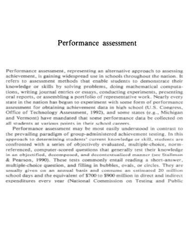 Work Sampling Performance Assessment