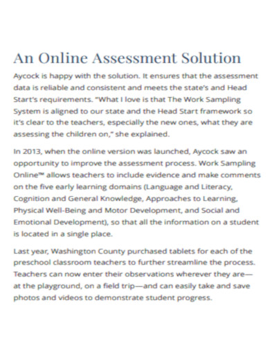 Work Sampling Preschool Assessment Process