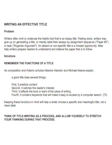Writing An Effective Title