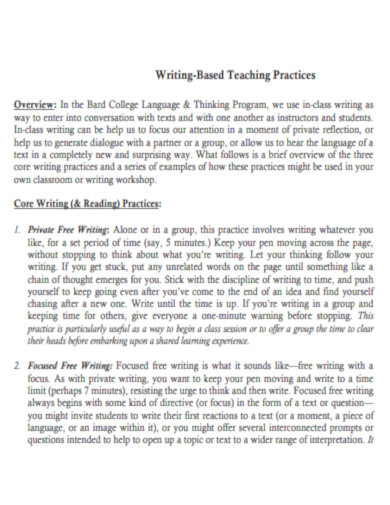 Writing Based Teaching Practices