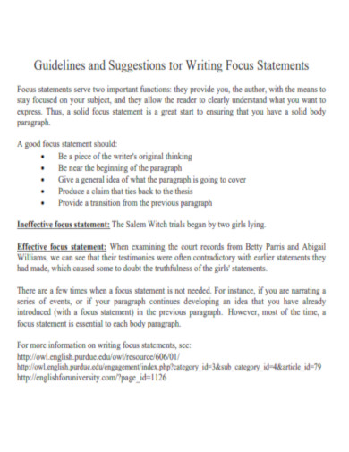 Writing Focus Statements