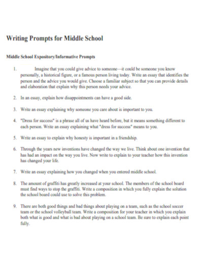 middle school writing samples