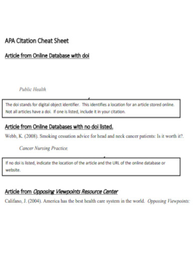 APA Citation Cheat Sheet