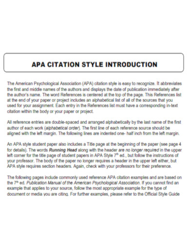 APA Citation Introduction