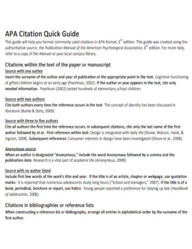 APA Citation Quick Guide