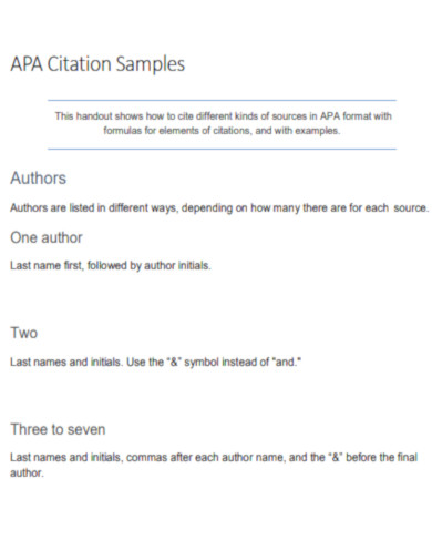 APA Citation Samples