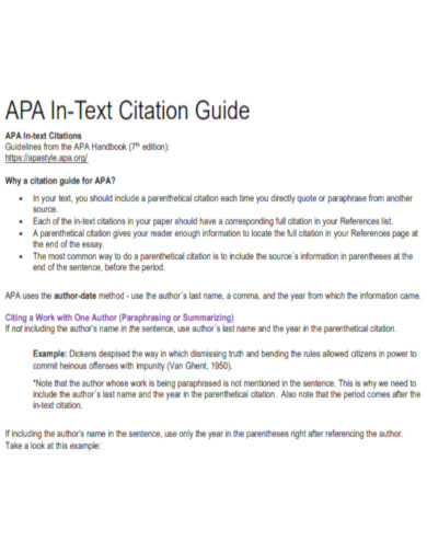 APA In Text Citations