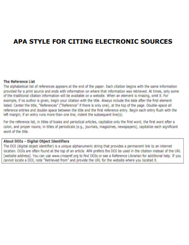 APA Style Citation Electronic Sources