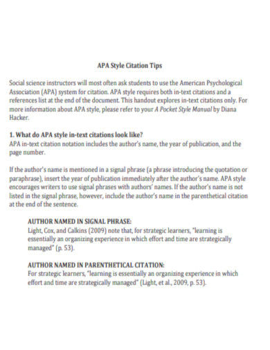 APA Style Citation Tips