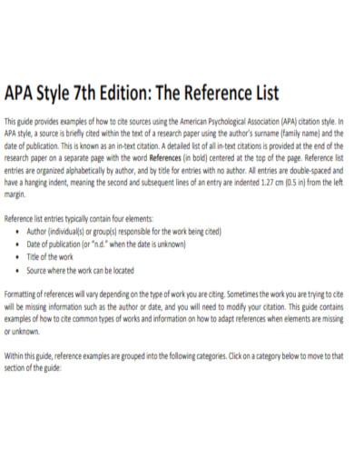 APA Style Reference List