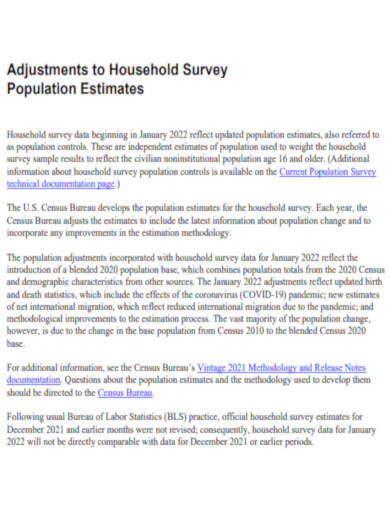 Adjustments to Household Survey Population Estimates