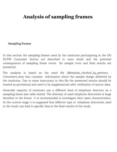 Analysis of Sampling Frames