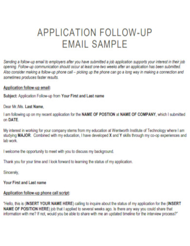 Application Follow Up Email