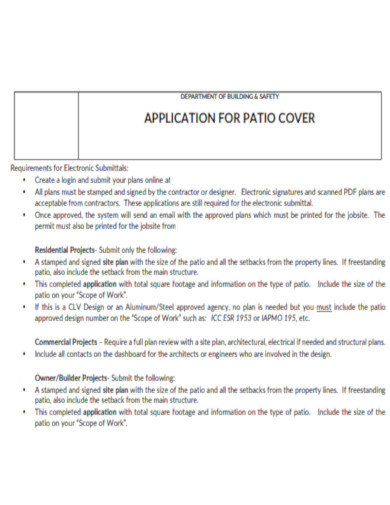 Application Patio Cover Plan