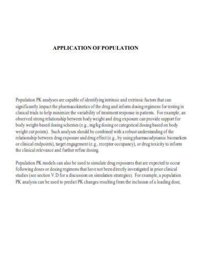 Application of Population