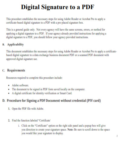 Applying a Digital Signature to a PDF