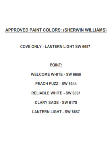 Approved Sherwin Williams Paint