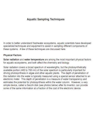 Aquatic Sampling Techniques