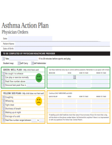 Asthma Action Plan Physician Orders