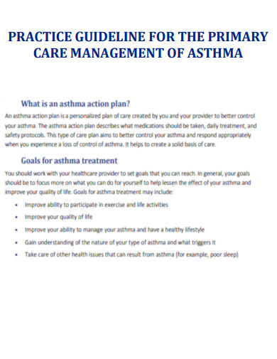 Asthma Action Plan Primary Care Management