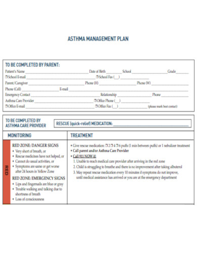 Asthma Management Plan