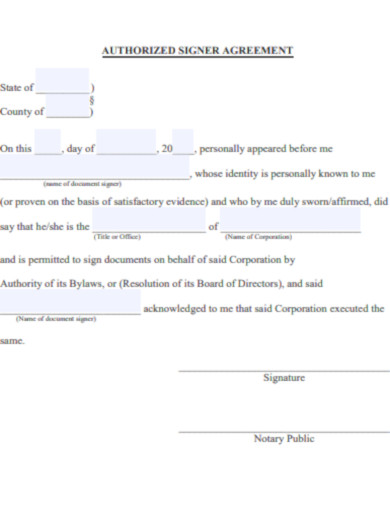 Authorized Signer Agreement