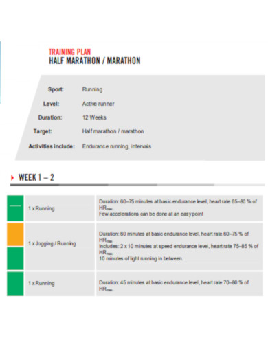 Basic Half Marathon Training Plan 
