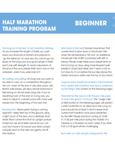 Beginner Half Marathon Training Program