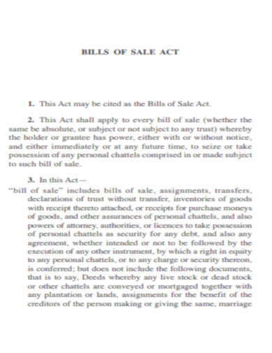 Bill of Sale Act