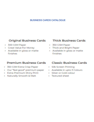 Business Card Catalogue
