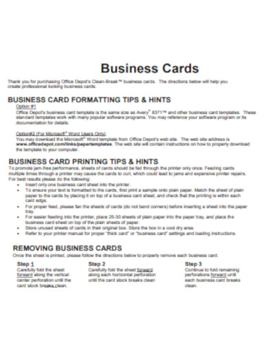 Business Card Format