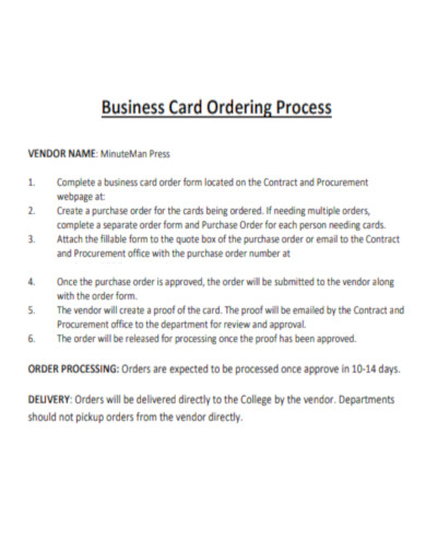 Business Card Ordering Process