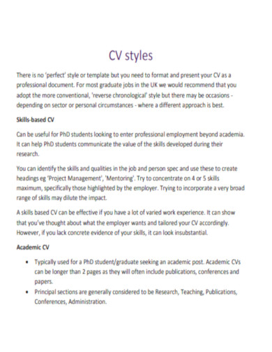 CV styles