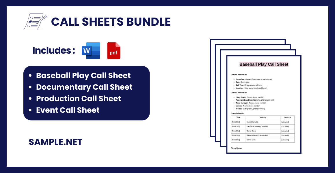 call sheets bundle