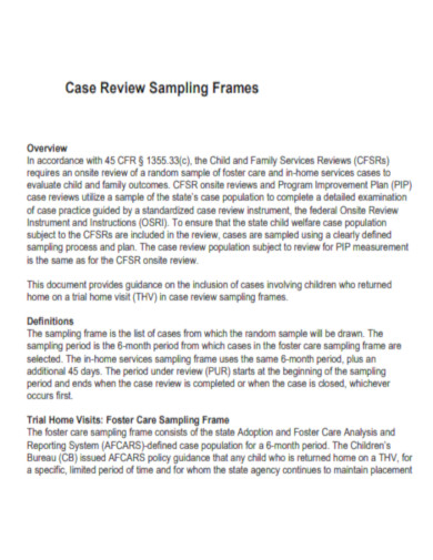 Case Review Sampling Frames