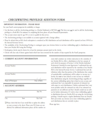 Check Writing Addition Form