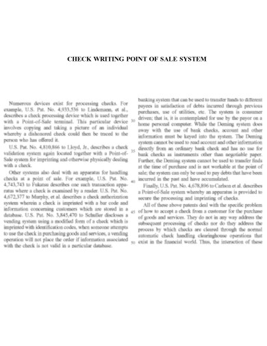 Check Writing Point of Sale System