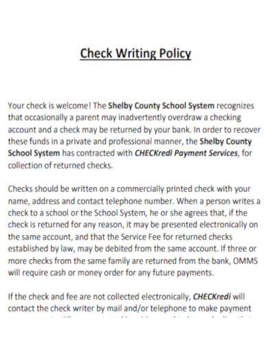 Check Writing Policy