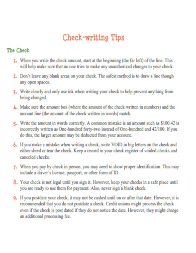 Check Writing Simple Tips