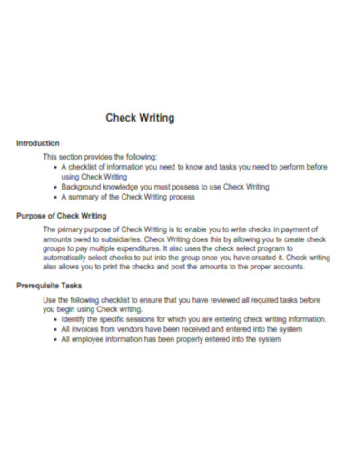 Check Writing User Guide
