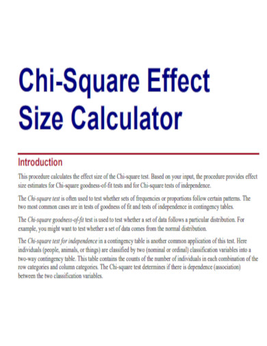 Chi Square Effect Size Calculator