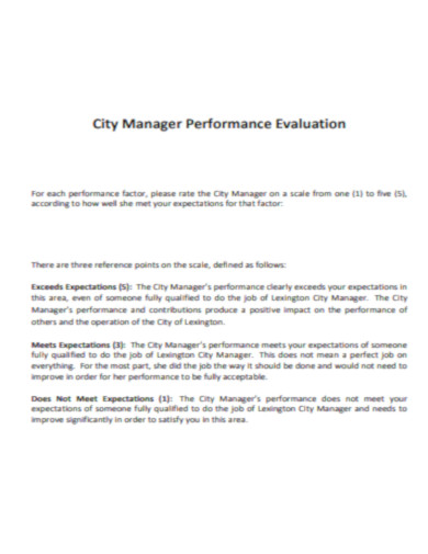 City Manager Performance Evaluation