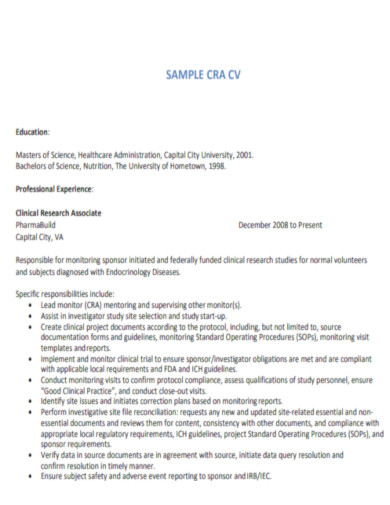 Clinical Research Associate CV